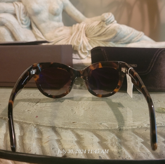Tom Ford Lucille Cat Eye Sunglasses Dark Havanah Bordeaux Luxury Designer #106 - Picture 14 of 17